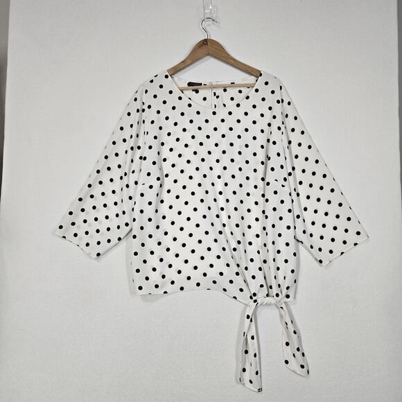 Talbots Side Tie Dot Print Top Sz 3X White Black Polka Dot 3/4 Sleeve READ - Picture 14 of 14